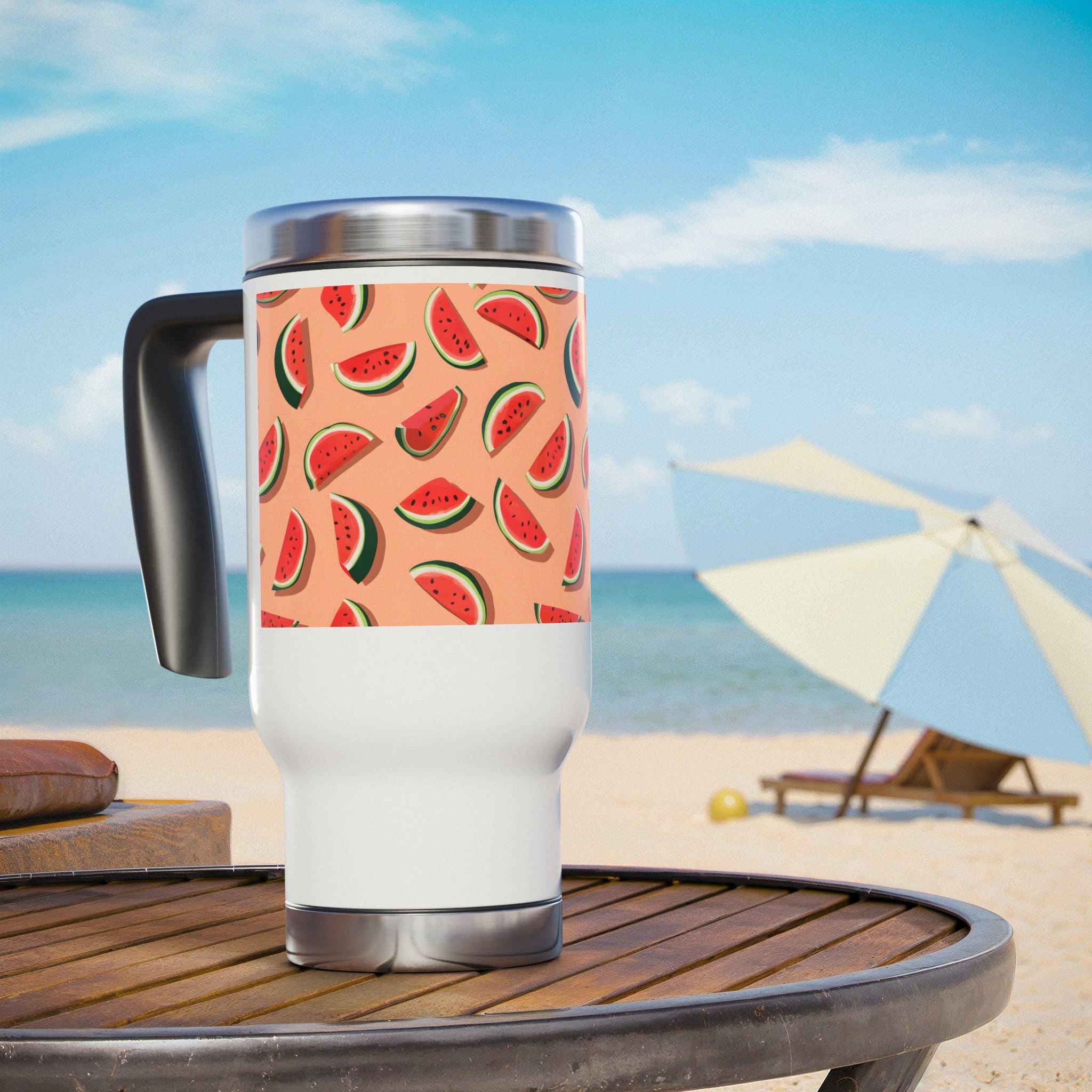 Slice of Summer Stainless Steel Travel Mug with Handle