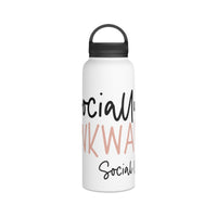 Printify eco-friendly stainless steel water bottle with black lid and motivational text design