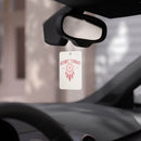 Printify eco-friendly car air freshener with Start Today design hanging from rearview mirror