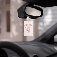 Printify eco-friendly car air freshener with Start Today design hanging from rearview mirror