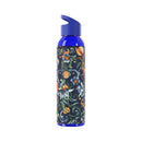 Printify stylish eco water bottle with blue cap and floral patterned body for sustainable hydration