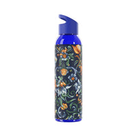 Printify stylish eco water bottle with blue cap and floral patterned body for sustainable hydration