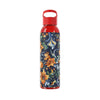 Printify stylish eco water bottle with floral pattern and red cap for hydration on the go