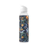 Printify stylish eco water bottle with colorful floral design and white flip-top lid