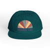 Printify eco-friendly surf cap in dark teal with retro summer time graphic on front