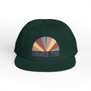 Printify eco-friendly surf cap in dark green with colorful summer time graphic on front