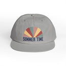 Printify eco-friendly surf cap with retro sun graphic and summer time text in muted colors