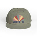 Printify eco-friendly surf cap in gray with colorful summer time design on front panel