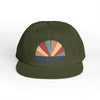 Printify eco-friendly surf cap in olive green with colorful summer time graphic design