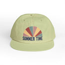 Printify eco-friendly surf cap in light green with colorful summer time graphic design
