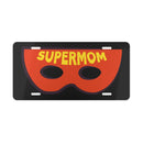 Printify Supermom vanity plate featuring a red superhero mask design with yellow text