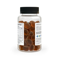 Printify bottle of non-GMO sleep gummies supplements with clear container and black lid