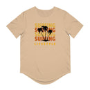 Printify eco friendly surfing t shirt beige with palm tree graphic and surfing lifestyle text