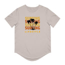 Printify eco friendly surfing t shirt with palm tree graphic and surfing lifestyle text