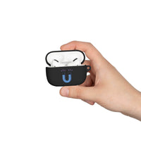 Printify sustainable AirPods Pro cover in black with a blue magnet design held in hand