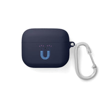 Printify sustainable AirPods Pro cover in dark navy with magnet design and attached carabiner clip