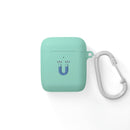 Printify sustainable AirPods Pro cover in mint green with magnet design and attached silver carabiner clip
