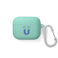 Printify sustainable AirPods Pro cover in mint green with magnet graphic and attached silver carabiner