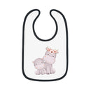 Printify sustainable baby jersey bib with cute hippo design and black trim for baby accessories