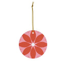 Printify sustainable ceramic decor round ornament with red flower design and hanging string