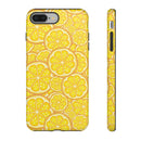 Printify sustainable lemon tough cases featuring bright yellow lemon slice pattern for durable phone protection