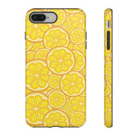 Printify sustainable lemon tough cases featuring bright yellow lemon slice pattern for durable phone protection