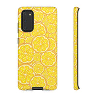 Printify phone case with vibrant lemon pattern featuring sustainable lemon tough cases design