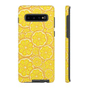 Printify sustainable lemon tough cases with bright yellow lemon slice design for phone protection