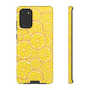 Printify phone case with bright yellow lemon slices design sustainable lemon tough cases