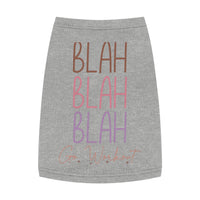 Sustainable pet tank top in gray with colorful text design for stylish dogs