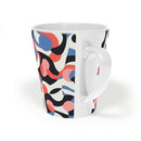 Printify sustainable swirl latte mug with colorful abstract swirl pattern on white ceramic