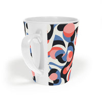 Printify sustainable swirl latte mug with colorful abstract swirl design on white ceramic
