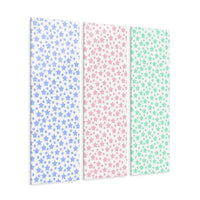 Printify home decor sustainable triptych prints featuring pastel blue pink and green star patterns