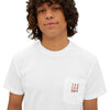 Printify white eco-friendly unisex t-shirt with chest pocket and minimal text design