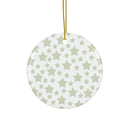 Printify seasonal decoration round ceramic ornament with twinkling stars holiday decoration pattern