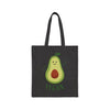 Printify eco-friendly cotton tote bag with cute avocado graphic and vegan text on black background