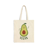 Printify eco-friendly cotton tote bag with cute vegan avocado design in natural color