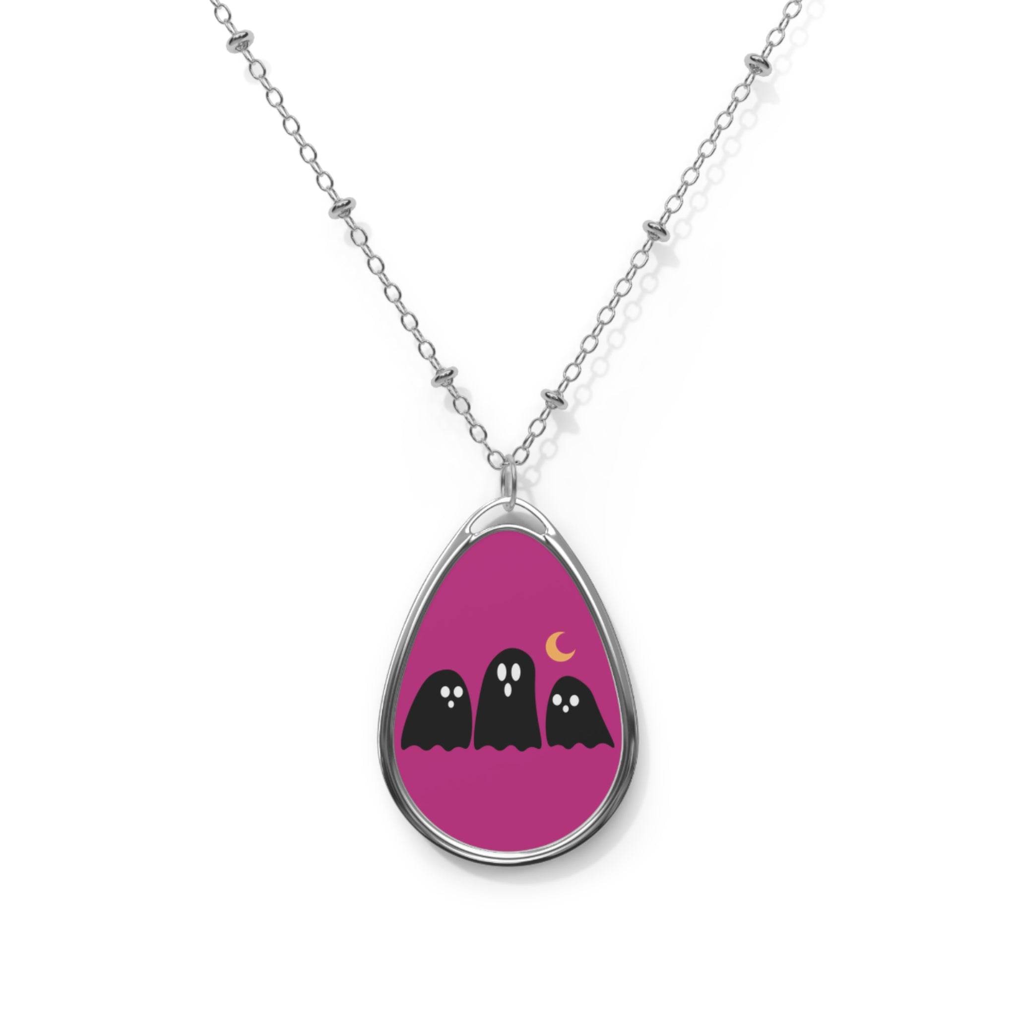 Boo Crew Ghost Eco-Friendly Oval Necklace