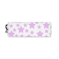 Printify eco-friendly makeup bag with pink star pattern on white background and zipper closure