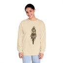 Relaxed fit environmentally friendly long sleeve tee featuring a striking graphic design