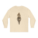 Environmentally friendly long sleeve tee featuring a warrior graphic design for a bold style