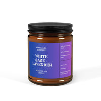 White Sage + Lavender Scented Soy Candle (Amber Jar - 9oz)