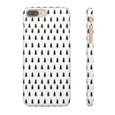Printify winter forest snap case with small green pine tree pattern on white background for phone protection