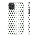 Printify winter forest snap case with dark green tree pattern on white background for iPhone