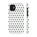 Printify winter forest snap case with minimalist green pine tree pattern on white background