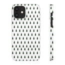 Printify winter forest snap case with black tree pattern on white background phone case