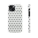 Printify winter forest snap case with small green tree pattern on white background for phone protection