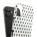 Printify winter forest snap case with green tree pattern on white background for smartphone protection