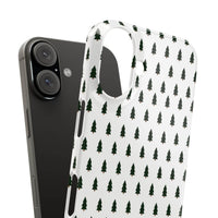 Printify winter forest snap case with green tree pattern on white background for smartphone protection
