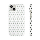 Printify winter forest snap case with small green pine tree pattern on white background